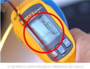 에어렉스 이동식에어콘 1구기준 주변온도 21~25도상에서 측정된 온도 10도